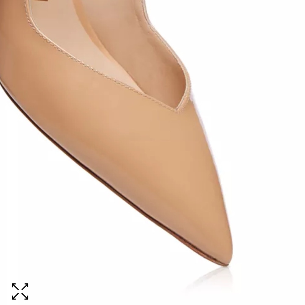 Stuart Weitzman Nude Slingback Pump Heels Patent Size 7 Pointed Toe 75 - Picture 2 of 4